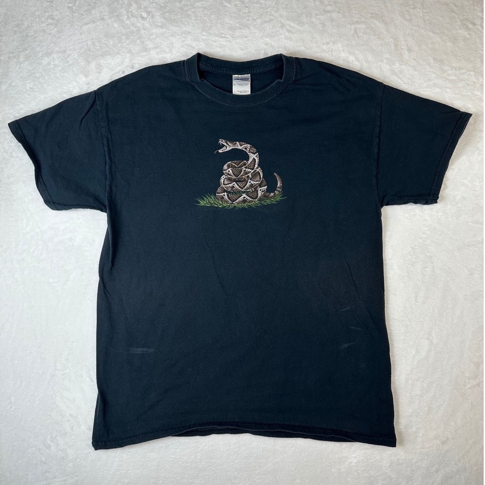 Gildan Heavy Cotton Dont Tread On Me Rattlesnake Graphic T-Shirt Black Large